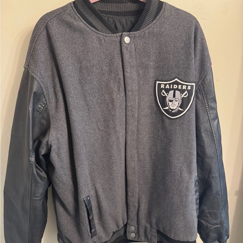 Gray and Black Raiders Jacket